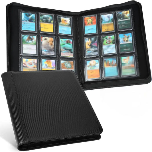Toploader Binder with Sleeves, Holds 288 Toploaders, 9-Pocket Double-Sided Storage Binder for 3 X 4" Toploaders, Trading Card Binder – Black