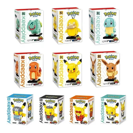 Pocket Monster Pokemon Pikachu Psychk Charmander Assembly Block Children'S Toys Kawaii Squirtle Model Gift Decoration